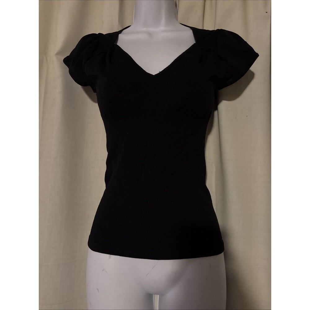 Bebe Black Bandage Back Cutout Bodycon Fitted Top Party Y2K Size M/L